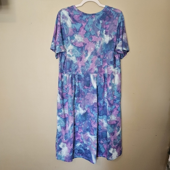 LOGO by Lori Goldstein Tie dye High low midi dress Size Large Petite - Picture 4 of 12